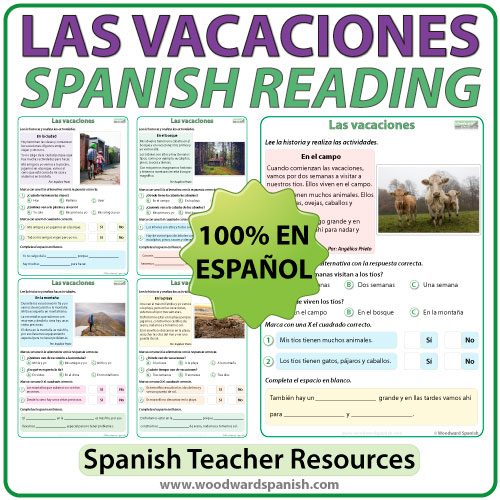 Spanish Reading Passages about Vacations / Holidays. Lecturas en español acerca de las vacaciones.