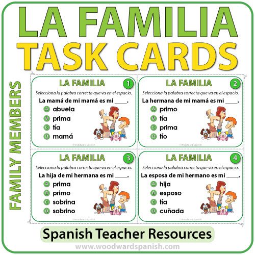 Spanish Family Members Task Cards - Miembros de la Familia