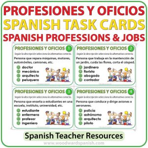 Spanish Professions and Jobs Task Cards - Profesiones y Oficios en español