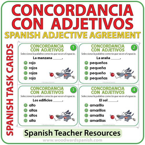 Spanish Task Cards - Concordancia con Adjetivos - Spanish Adjective Agreement