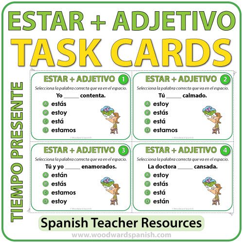 Spanish Task Cards - Estar + Adjetivo