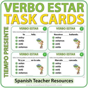 Verbo ESTAR en español - Spanish Task cards -ESTAR in Present Tense.