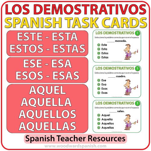 Spanish Demonstratives Task Cards - Los Adjetivos Demostrativos en español