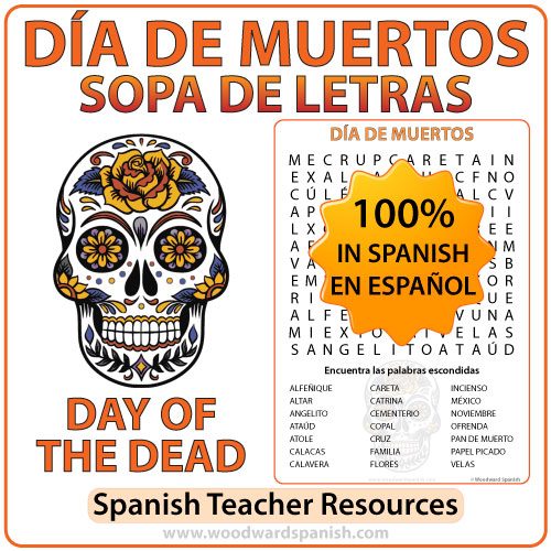 Día de Muertos Sopa de Letras - Day of the Dead Spanish Word Search