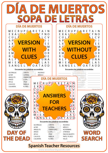 Día de Muertos – Day of the Dead – Spanish Word Search | Woodward Spanish