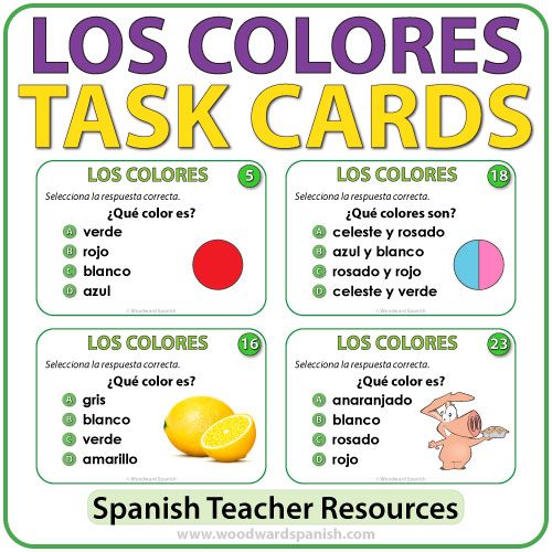 Los Colores - Spanish Colors Task Cards