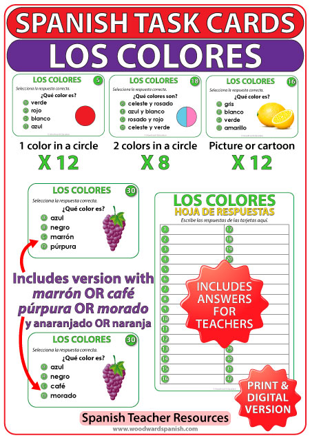 Spanish Clothing and Colors La Ropa y Los Colores Task Cards