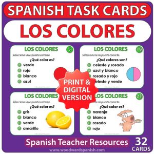 Spanish Task Cards - Los colores en español - Spanish Teacher Resource