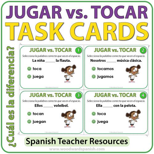 Jugar vs. Tocar - Spanish Task Cards