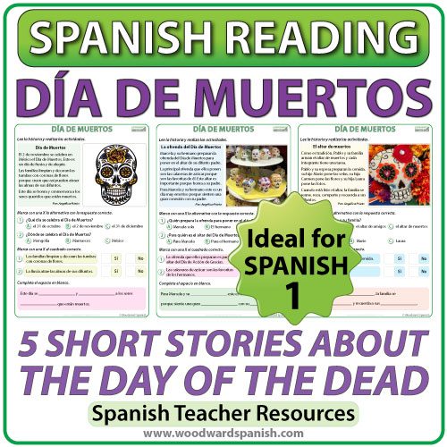 Spanish Reading - 5 Short stories about the Day of the Dead in Spanish - Día de Muertos