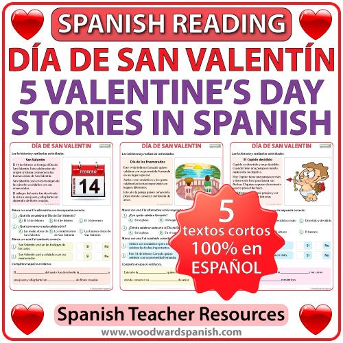 Spanish Valentine's Day Reading - 5 historias cortas del Día de San Valentín