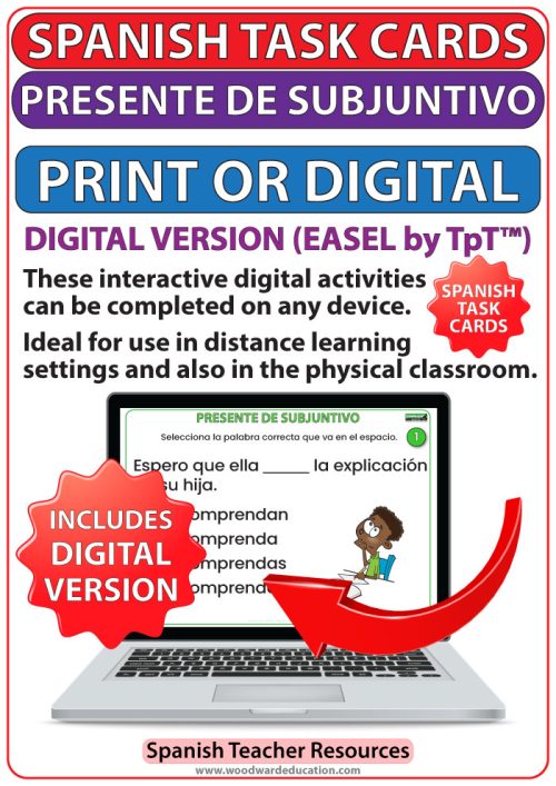 Spanish Subjunctive Task Cards pdf and online - El presente de subjuntivo en español