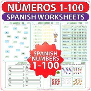 Spanish numbers 1-100 worksheets PDF by Woodward Spanish - Los Números en español